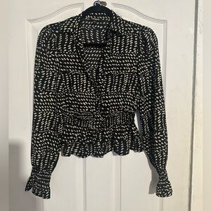 Express Black and Cream Patterned Blouse
